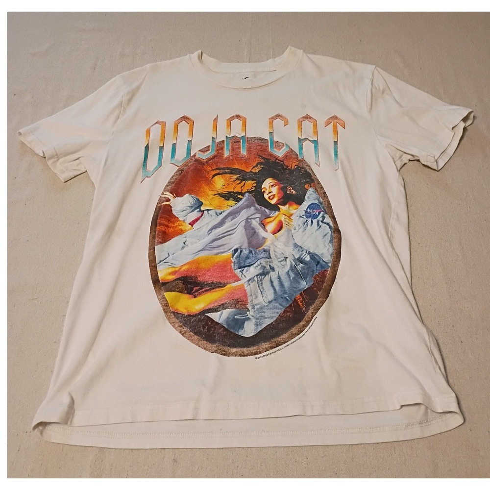 Hollister Doja Cat Graphic Tee Mens Medium White Relaxed Fit NASA Space Shirt
